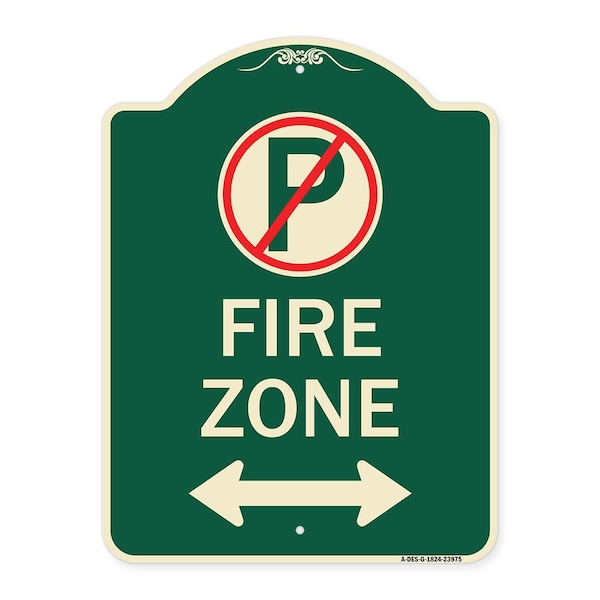 Fire Zone Heavy-Gauge Aluminum Architectural Sign, 24" x 18", G-1824-23975